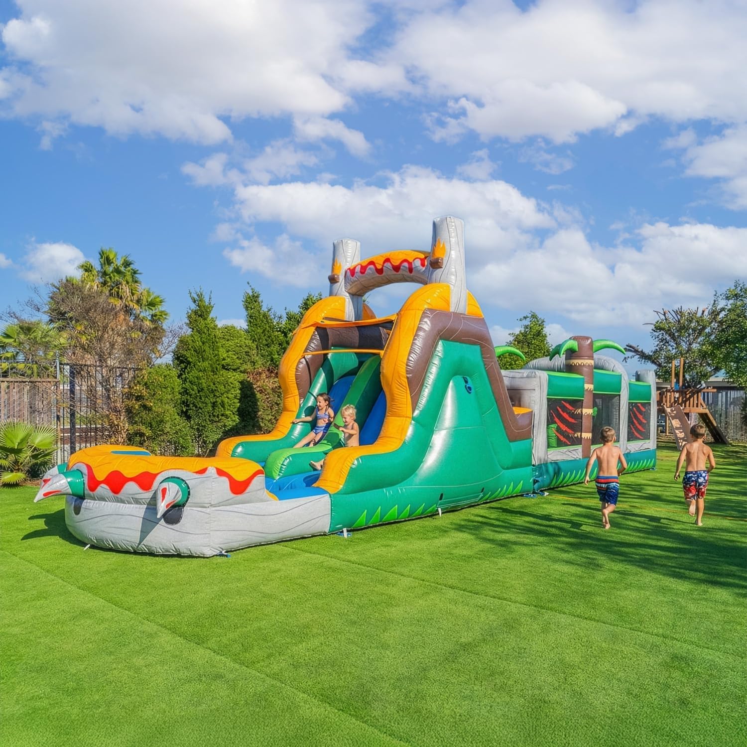 Step-by-step guide for HeroKiddo T-Rex inflatable obstacle course review, HeroKiddo 42ft obstacle course review and rating, HeroKiddo T-Rex water slide review pros cons, is HeroKiddo T-Rex obstacle course worth buying, HeroKiddo commercial grade PVC inflatable review, HeroKiddo dual lane water slide review honest opinion - complete tutorial