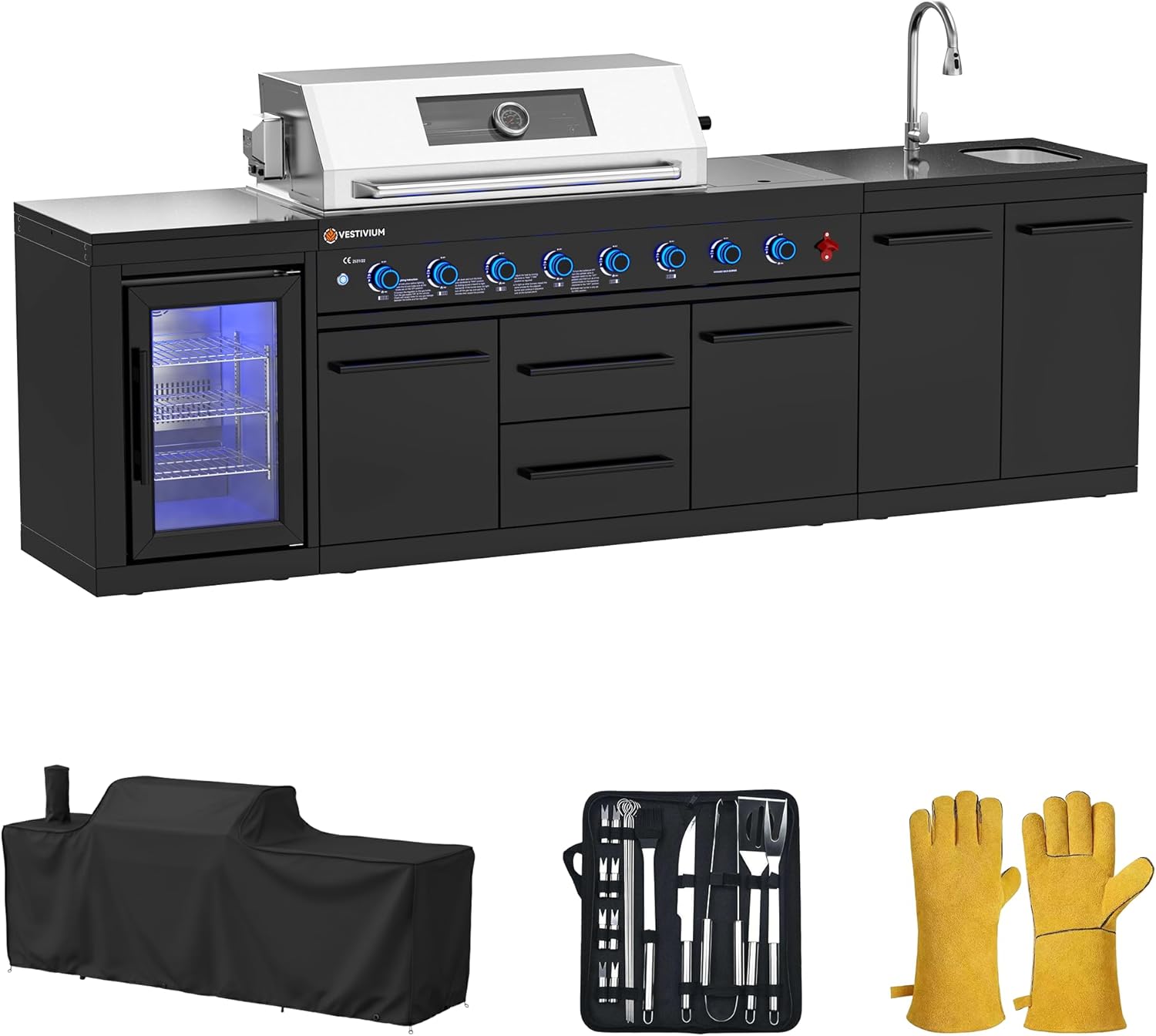 VESTIVIUM outdoor kitchen review,VESTIVIUM 112 all-in-one outdoor kitchen,VESTIVIUM modular grill station pros cons,should I buy VESTIVIUM outdoor kitchen,VESTIVIUM vs other outdoor kitchens,best 8-burner modular grill station - detailed features and technical specifications